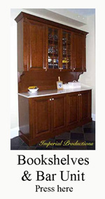 Designer collection of bookshelves, bars, furniture grade finished