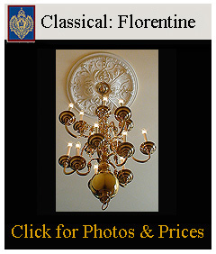 Florentine Ceiling Medallion with brass chandlier