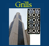 Perforated grills for building exteriors 