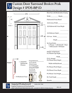 Custom Double Door Surround IPDS-BP1D broken pediment with smooth pilasters