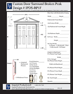 IPDS-BP1F double door surround with broken pediment and panelled pilasters