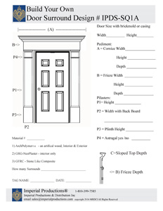 Single Door surround custom form IPDS-SQ1A rectangle pediment with smooth pilasters