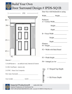 Door surround design IPDS-SQ1B for smooth pediment and fluted pilasters