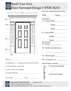 Custom door surround form IPDS-SQ1C with rectangle pediment and panelled pilasters