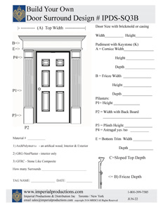 custom door surround IPDS-SQ3B for rectangle pediment and fluted pilasters