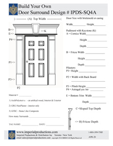 Custom Door surround form IPDS-SQ4A with pediment keystone and smooth pilasters
