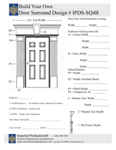 custom Surround design IPDS-SQ4B with rectangle pediment and keystone with fluted pilasters