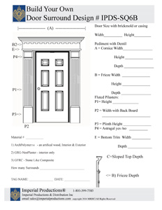 custom form for door surround form IPDS-SQ6B, rectangle pediment with dentil moulding and fluted pilasters
