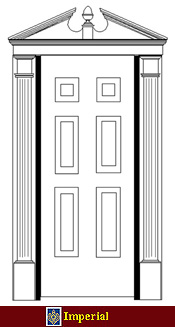 Broken Peak pediment with acorn door surround